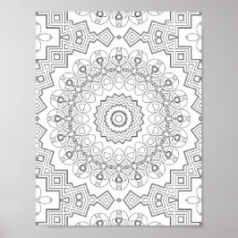 Poster Desenho de Arte para Colorir de Anel de Pétala Geo