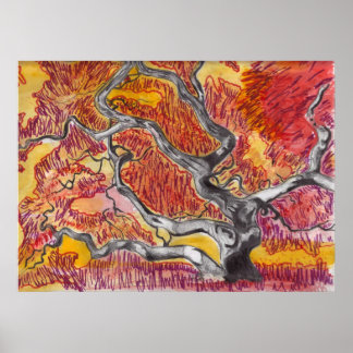 Póster Desenho de Árvore de Mapeamento Japonês