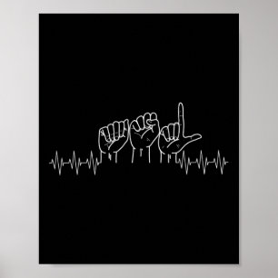 Poster Desenho de Batimento Cardíaco Asl Para Amante de A