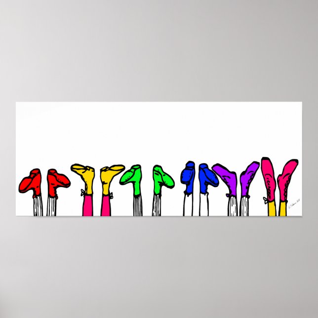 Poster Desenho de Calçados Coloridos Antigos (Frente)