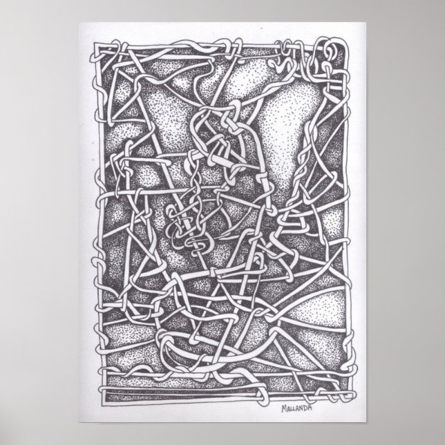 Póster Desenho de caneta e Tinta : "String" (Frente)