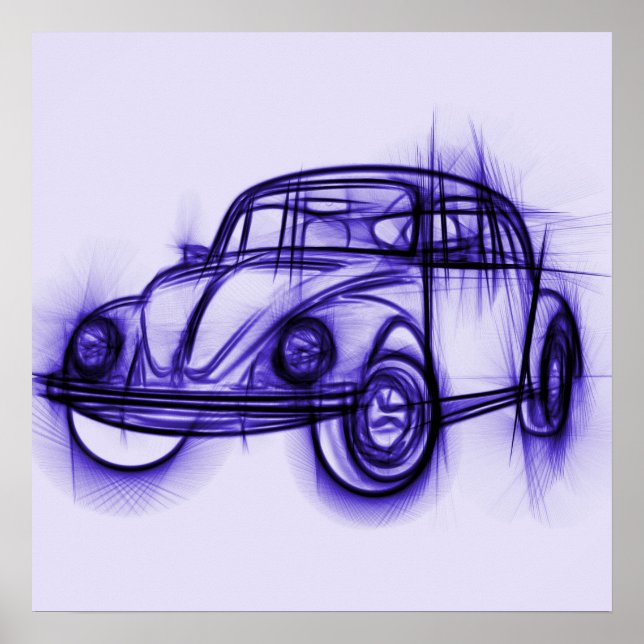 Poster Desenho de carro bonito em roxo (Frente)