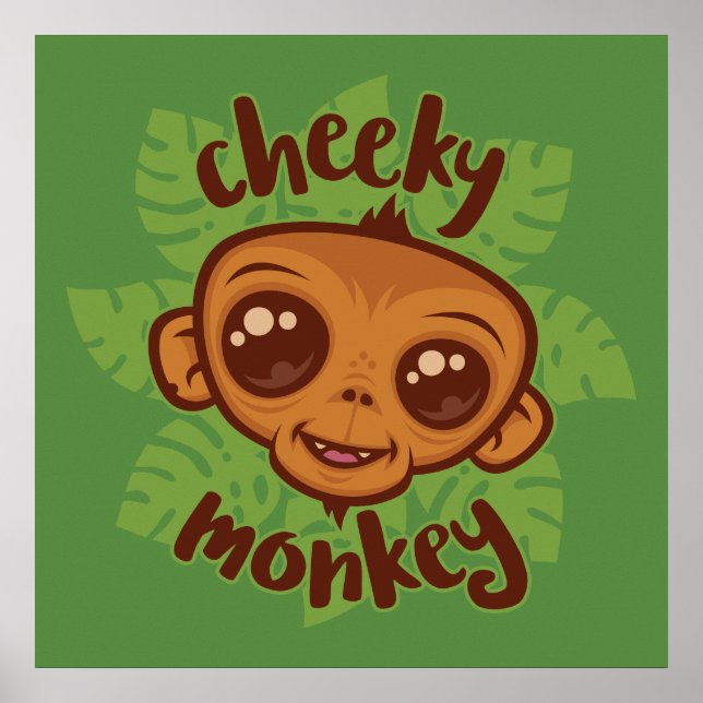 Poster Desenho De Cartoon De Macaco Cheiroso (Frente)