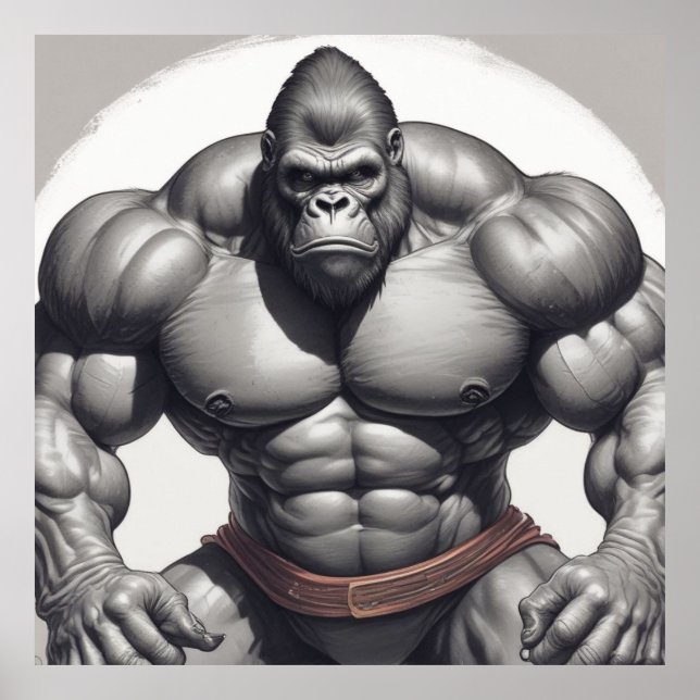Poster Desenho de Cartoons de Pop de Gorilla Bodybuilder (Frente)