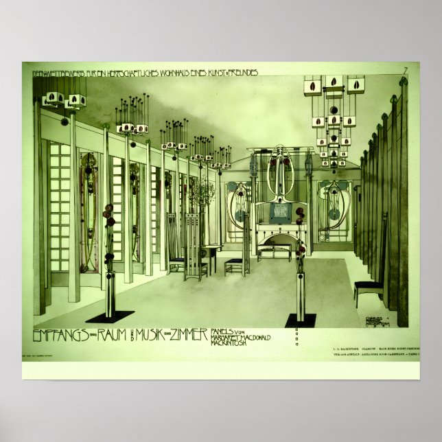 Poster Desenho de Charles Rennie Mackintosh de 1901 (Frente)