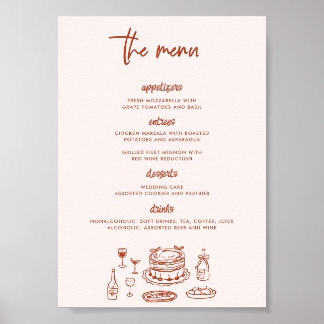 Poster Desenho de comida com rabiscos caprichosos para ca (Frente)