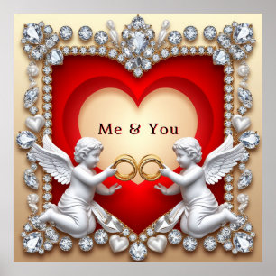 Poster Desenho de Coração Romântico