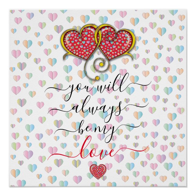 Póster Desenho de Corações Entrelaçados Elegantes para o  (Frente)