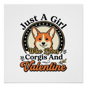 Póster Desenho de Corgi para o Dia dos Namorados para Ama