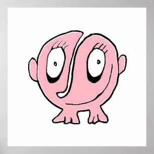Poster Desenho de desenho animado de bebê monstro fofo Es