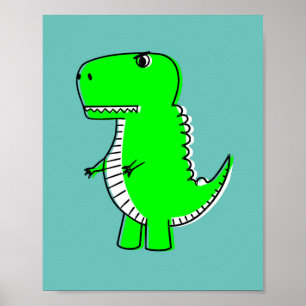 Poster Desenho de Dinossauro Verde