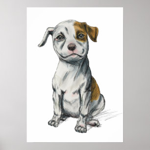 Póster Desenho de esboço do filhote de cachorro do