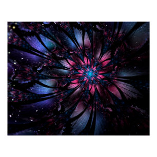 Póster Desenho de flor fractal abstrata.