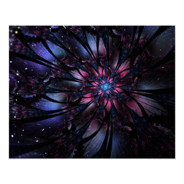 Póster Desenho de flor fractal abstrata. (Frente)