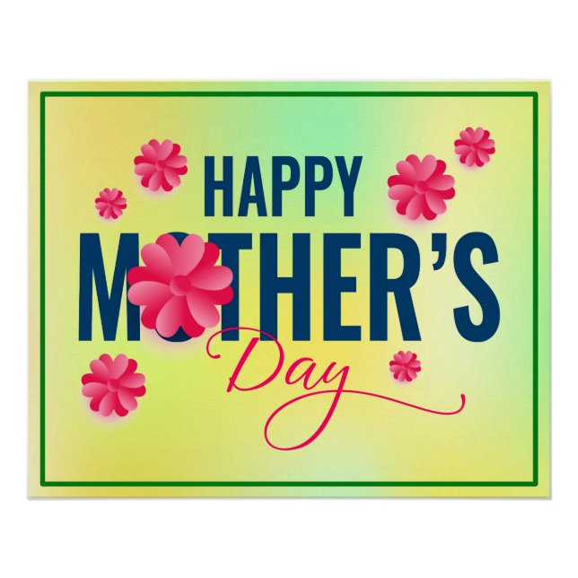 Póster Desenho de Flores do Dia das Mães Feliz (Frente)