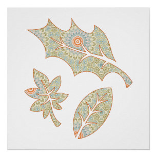 Póster Desenho de Folhas Caindo Mandala