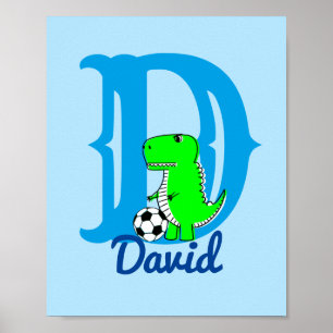 Poster Desenho de Futebol de Dinossauro Berçário Arte Nom