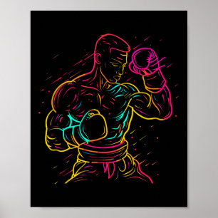 Poster Desenho de garoto de kickboxing com visual dos ano