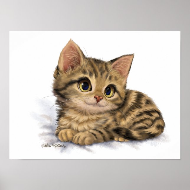 Poster Desenho de gatinho atigrado fofo (Frente)