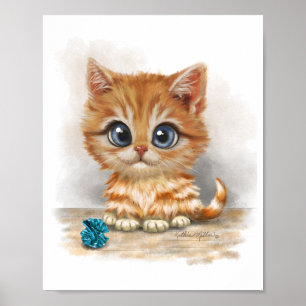 Poster Desenho de Gatinho Laranja