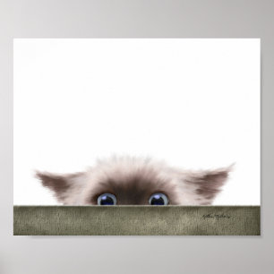 Poster Desenho de Gatinho Siamês Perseguindo Você