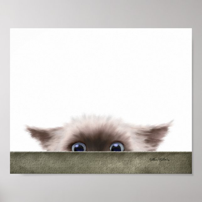 Poster Desenho de Gatinho Siamês Perseguindo Você (Frente)