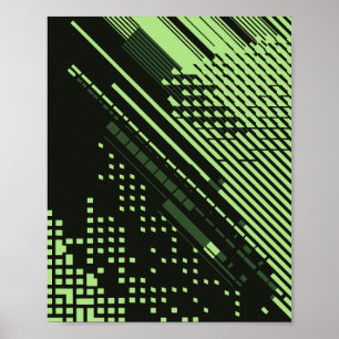 Poster Desenho de Grade de Quadrados e Linhas Diagonais