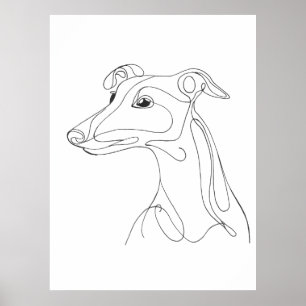 Poster Desenho de Greyhound em Linha Cinza - Design Minim
