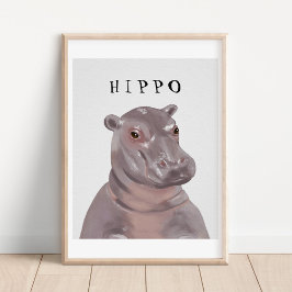 Poster Desenho de Hipopótamo Fofo Personalizável para Pos