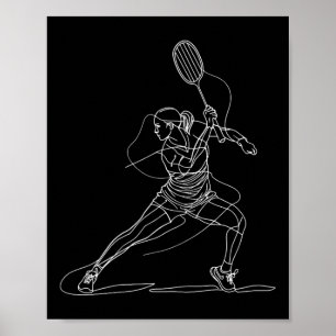 Poster Desenho de Jogadora de Badminton Feminino para G