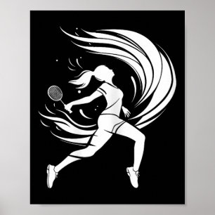 Poster Desenho de Jogadora de Badminton Sacando a Peteca