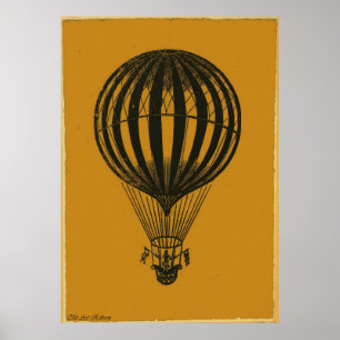 Póster Desenho de lápis muito velho do balão de ar quen