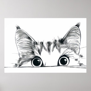 Poster Desenho de linha de Gato de Pequim