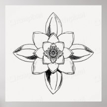 Desenho de linha em preto e branco da flor de líri