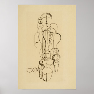 Poster Desenho de Linha Figurativa Abstrata Minimalista V