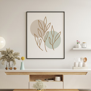 Poster Desenho de Linha Floral Abstrato minimalista moder