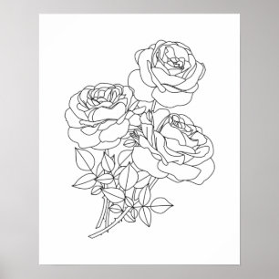 Poster Desenho de Linha Floral Minimalista