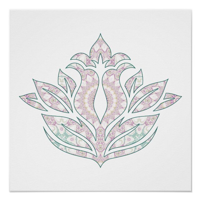 Póster Desenho de Mandala de Flor Pastel (Frente)