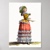 Desenho de Moda Francesa de Regência Laranja e Ama