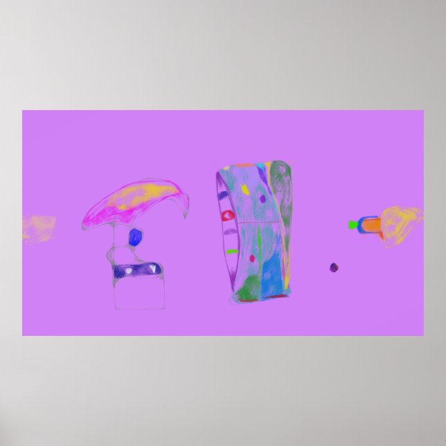 Poster Desenho de Objetos Abstratos Rosa  (Frente)
