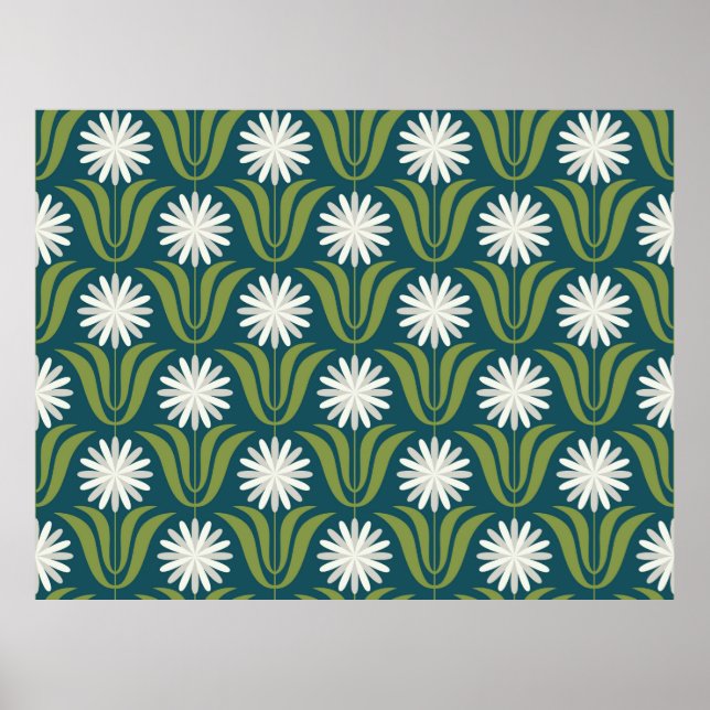 Poster desenho de padrão contínuo de flor. estilo escandi (Frente)