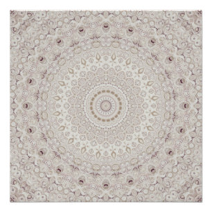 Póster Desenho de padrão de mandala bege e castanho