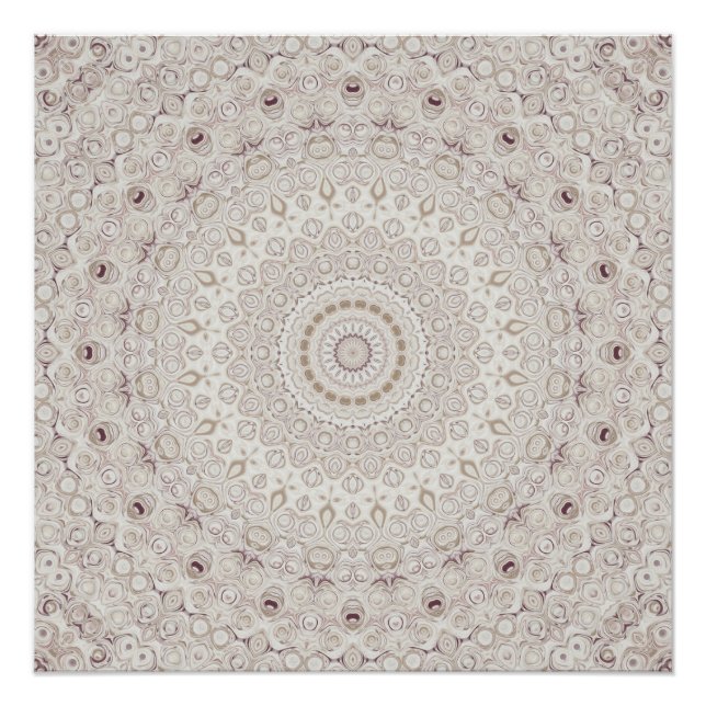 Póster Desenho de padrão de mandala bege e castanho (Frente)