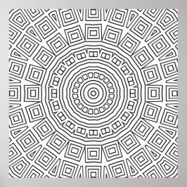 Poster Desenho de Padrão de Mandala em Espiral Quadrada G