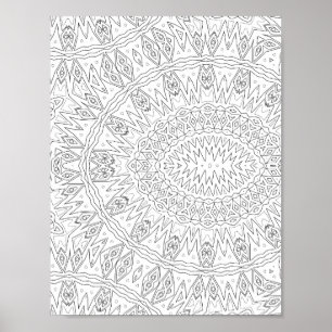 Poster Desenho de Padrão de Mandala em Explosão Solar Tri