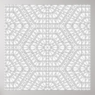 Poster Desenho de Padrão de Mandala em Mosaico de Triângu