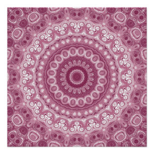 Póster Desenho de Padrão de Mandala Rosa Empoeirada