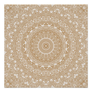 Póster Desenho de Padrão Mandala Marrom Camelo