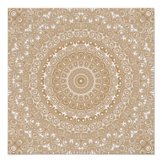Póster Desenho de Padrão Mandala Marrom Camelo (Frente)