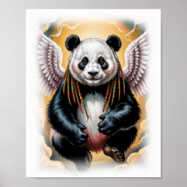 Poster Desenho de Panda Anjo Jamaicano em um